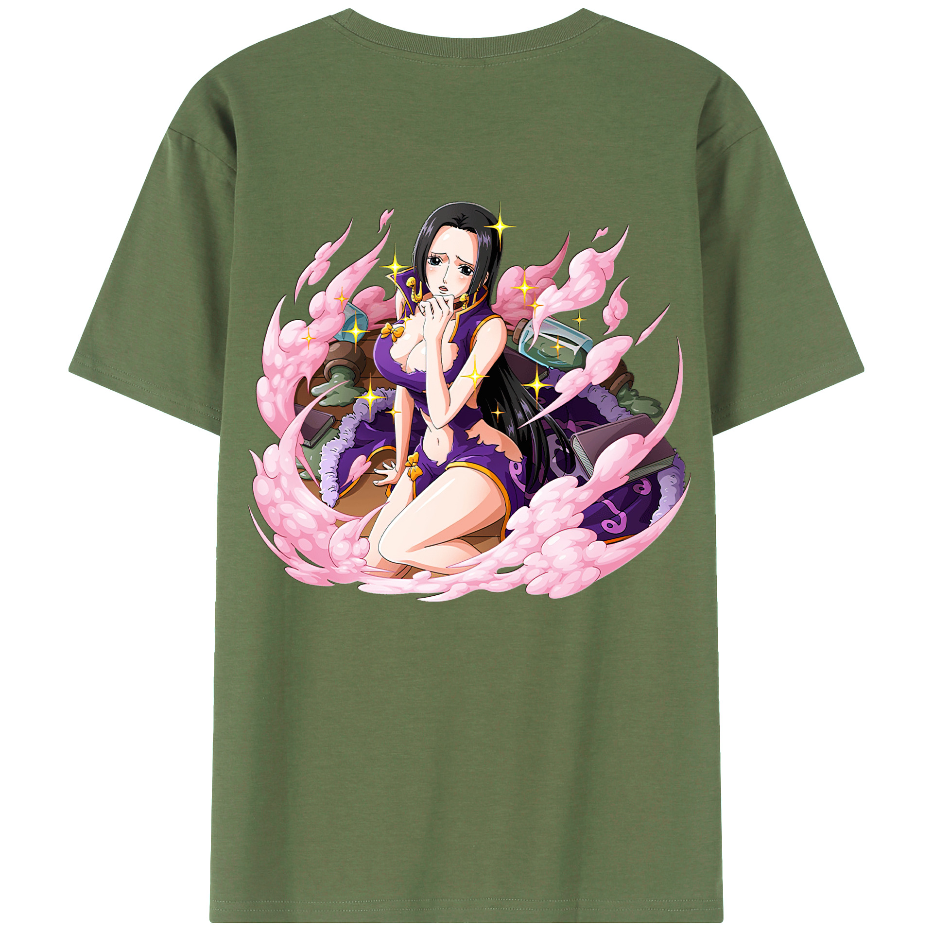 ワンピース ボア・ハンコック ONE PIECE Boa·Hancock 綿100％ メンズ半袖Tシャツ（バックプリント） 通気性